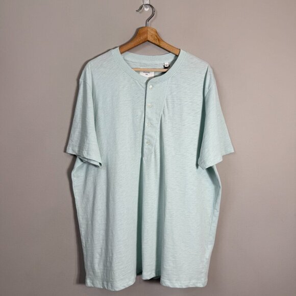 Billy Reid Short Sleeve Organic Cotton Henley Tee T-Shirt Mens XXL Pale Blue NWT - Picture 3 of 16